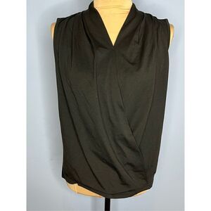 Just Fashion Now Women’s M Draped V-Neck Top Black NWT
